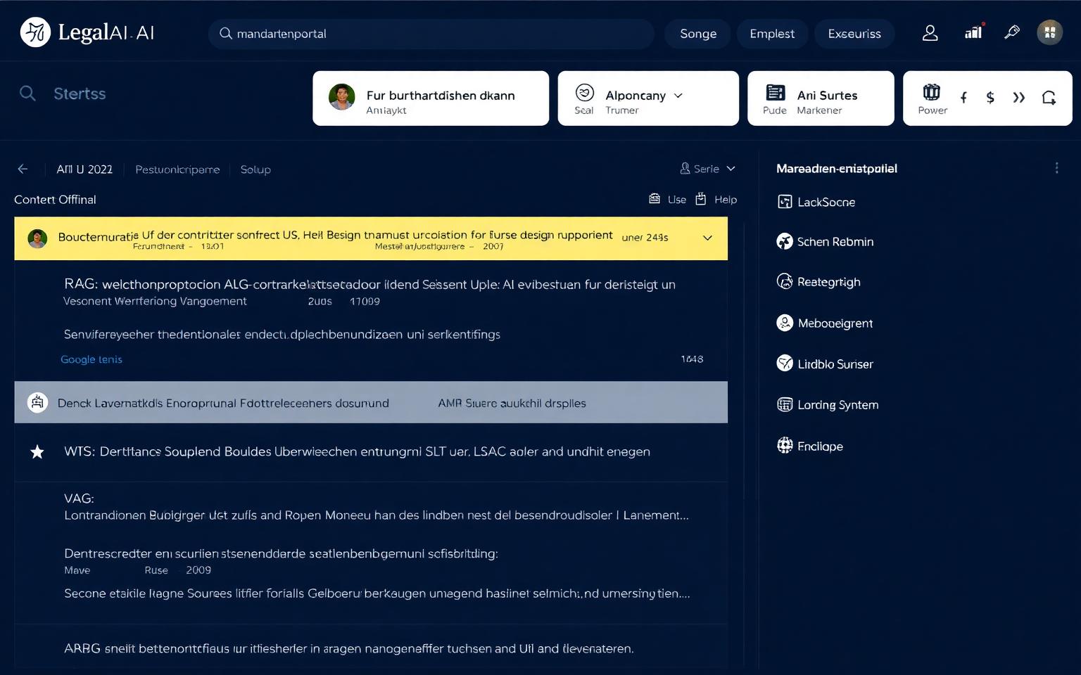 Wissens- und Vertragsplattform für Kanzleien – Produkt-Screenshot
